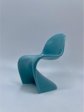 1:12 Scale Miniature MCM Chair - Panton Style Molded Mid Century Modern Blue